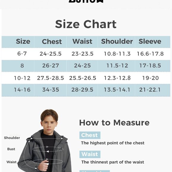 Boy's ZSHOW Insulated Skiing Jacket for Winter Dark Grey - Picture 6 of 6